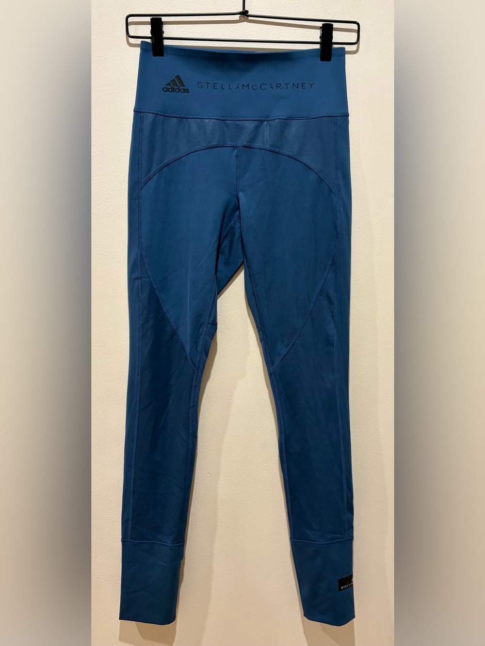 Adidas Stella McCartney Metallic Blue Athletic Leggings Pants - Women’s Small